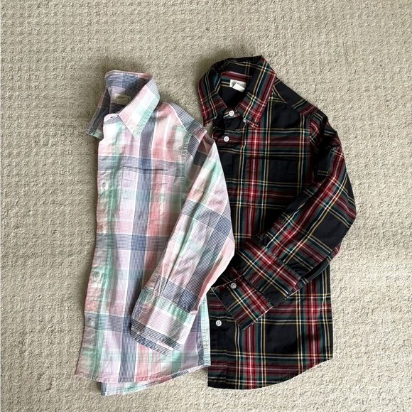 Crewcuts (2) Boys Button Up Collard Plaid Shirts Size 8 - Picture 1 of 9